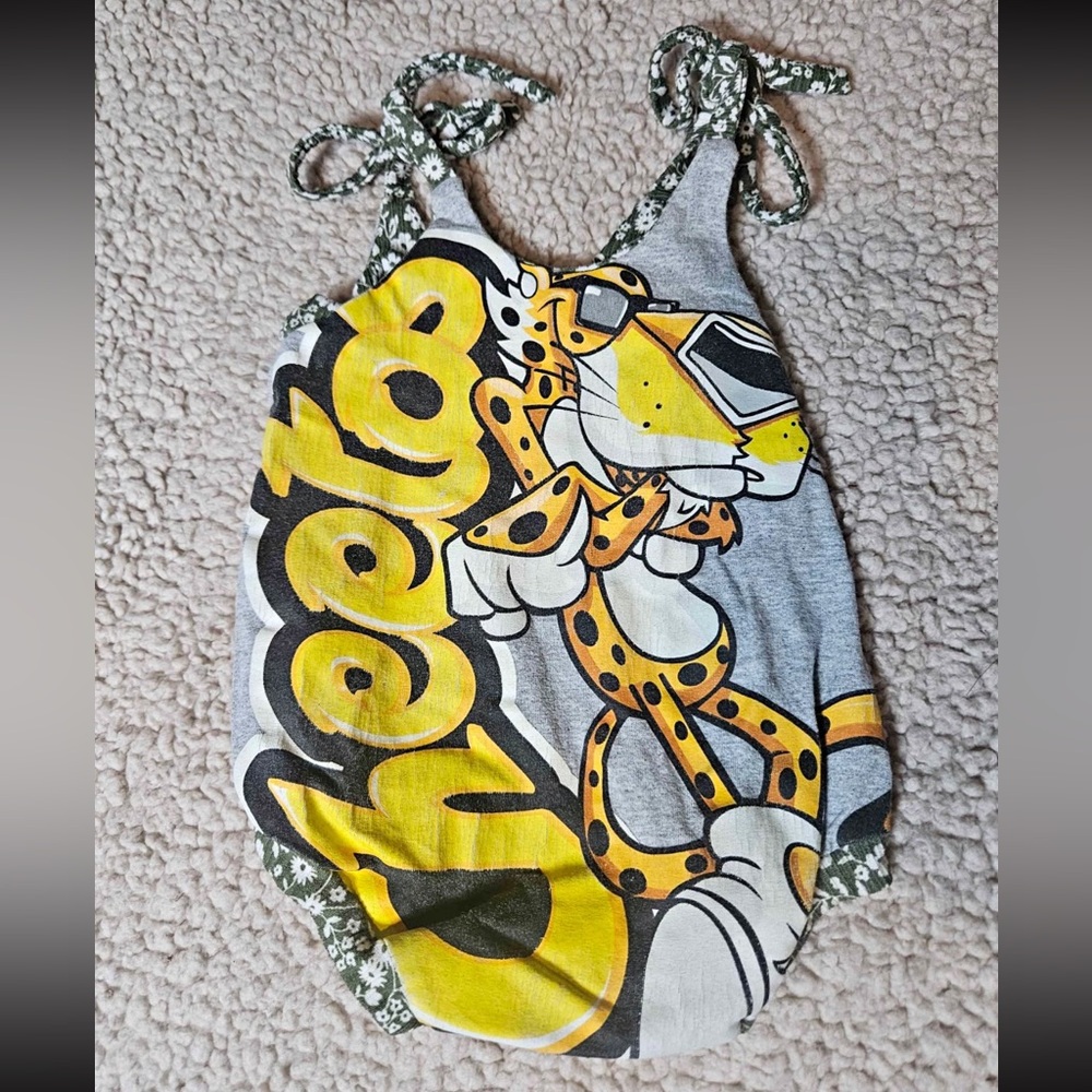 Upcycled 🧡 bubble romper - Cheetos 3/6m